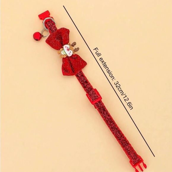 Small Christmas adjustable bow tie pet collar for small dogs and cats - Picture 2 of 2
